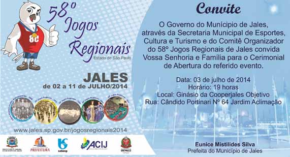 convite JOGOS REGIONAIS
