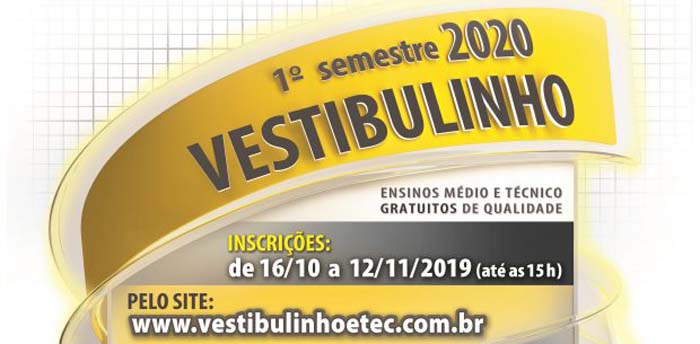 ETEC DIVULGA RELAÇÃO DE CURSOS PARA VESTIBULINHO 1° SEM/2019